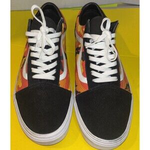Vans Old Skool Pop Camo Men’s Youth Size13 Orange Black Suede Canvas Skate Shoes